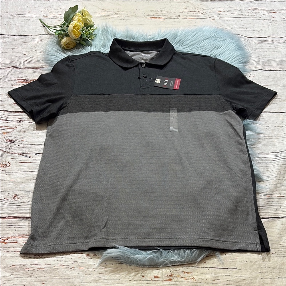 NWT Van Heusen Flex Classic Fit Color Blocked Short Sleeve Polo Shirt sz L